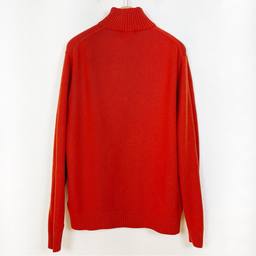 J. Crew Men's Orange Red Cotton Cashmere‎ Quarter Zip Pullover Sweater Size XL - Picture 7 of 11